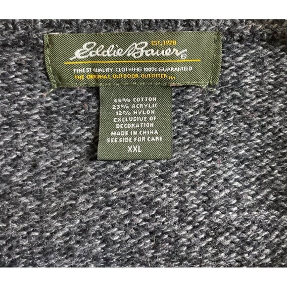 Eddie Bauer Mens Nordic Pattern Sweater XXL Gray & Red Wool Blend Crewneck - Picture 8 of 12